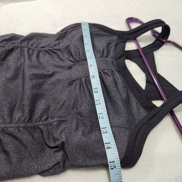Athleta Tank Top Women Size Small Gray Criss Cross Stretch Built In Bra - Picture 5 of 9